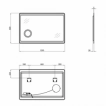 Размеры Зеркало для ванной с линзой с подсветкой 120 см шириной с подсветкой Qtap Aquarius SD00045776