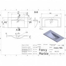 Умывальник Умывальник с тумбой с прямоугольной раковиной 90 см Fancy Marble Маrbl-3 с умывальником Amelia 268610871