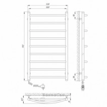 Розміри Полотенцесушитель електричний з перекладинами дуга 500х900 LARIS Мікс Хром Лівий 30x20 73207066