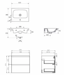 Размеры умывальник с тумбой для ванной 60 см шириной cersanit moduo с умывальником moduo un509-051 №1