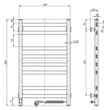 Размеры Полотенцесушитель электрический из квадратной трубы 480 х 800 мм Navin Авангард Д30 белый праввый 12-028053-4880