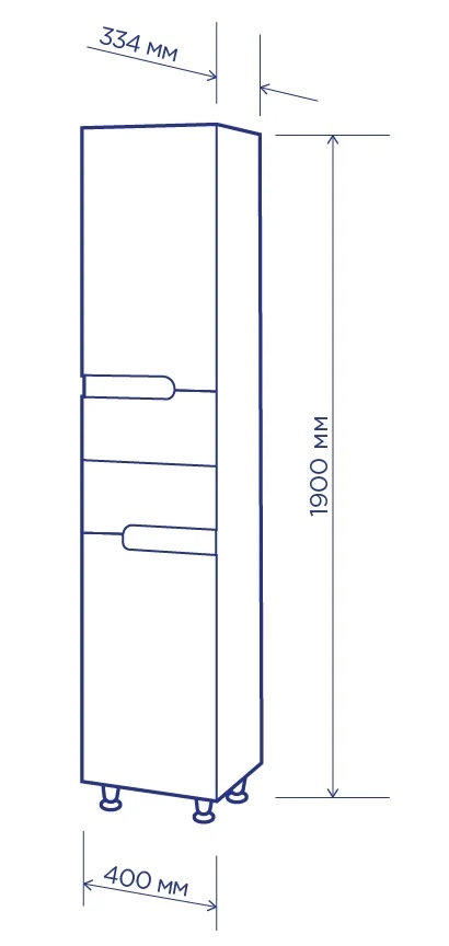 Размеры Шкаф-пенал для ванной 40 см шириной ПИК СИМПЛ П1140R правый
