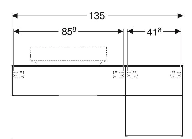 Размеры Тумба под умывальник без раковины 135 см шириной Geberit VariForm под умывальник VariForm 501.192.00.1