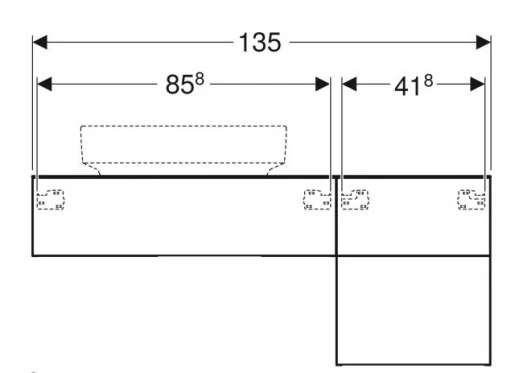 Размеры Тумба под умывальник без раковины 135 см шириной Geberit VariForm под умывальник VariForm 501.192.00.1