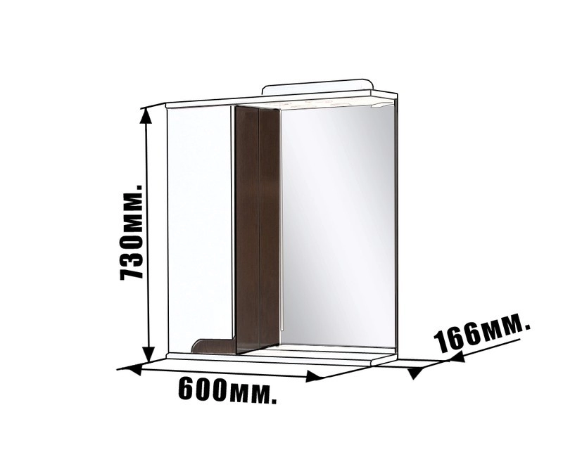Размеры зеркало в ванную комнату 60 см цвет венге пик симпл дз1760вl №1