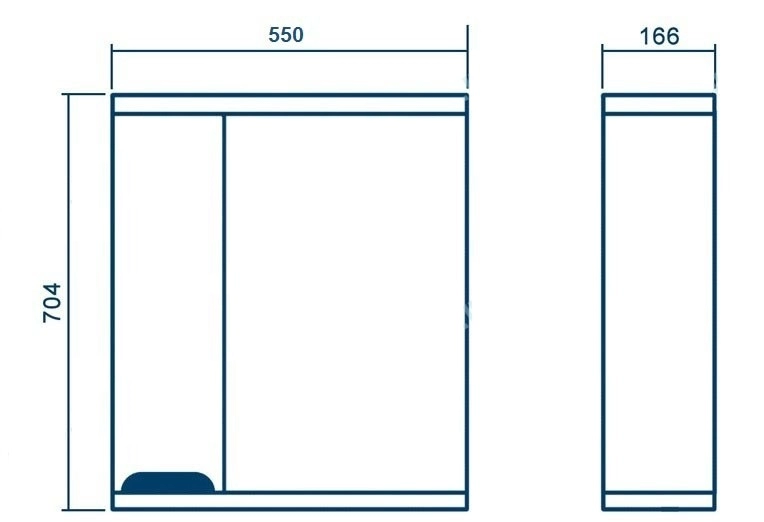 Размеры Зеркало в ванную из МДФ и ДСП 55 см шириной Аквазис Ява Z1 Ява Левое 55
