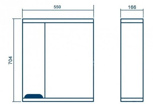 Размеры Зеркало в ванную из МДФ и ДСП 55 см шириной Аквазис Ява Z1 Ява Левое 55