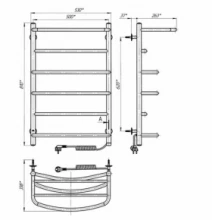 Размеры Полотенцесушитель электрический с терморегулятором на корпусе 530 х 800 мм Laris Еврофлеш хром правый 73207779