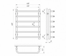 Размеры Полотенцесушитель водяной шириной 45 см 450х600 LARIS П6 Стандарт Хром 30x20 ВР 1/2 д 71207061