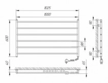 Розміри Електрична сушка для рушників висотою 60 см 1000х600 LARIS ЗЕБРА Горизонт Білий Правий 20х18 77700081