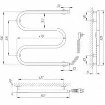 Розміри Полотенцесушитель електричний з вимикачем 503 x 525 мм Ларіс Laris змійовик Laris хром вилка справа 73207033