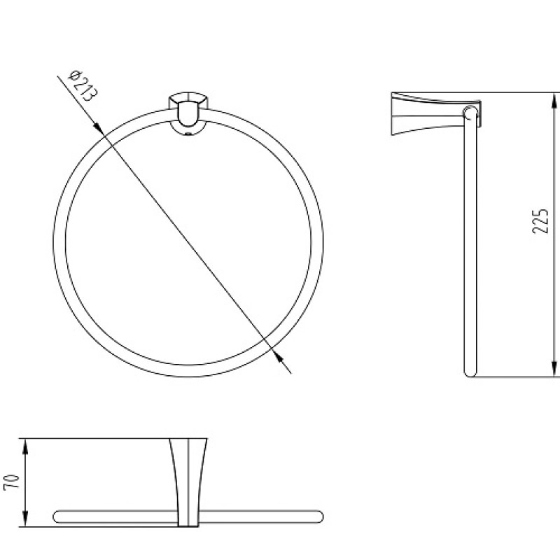 Размеры Полотенцедержатель в виде кольца для ванной IMPRESE CUTHNA полотенцедержатель, хром 130280 stribro