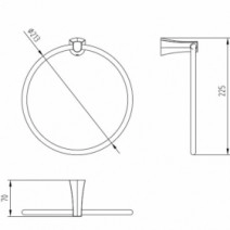 Размеры Полотенцедержатель в виде кольца для ванной IMPRESE CUTHNA полотенцедержатель, хром 130280 stribro