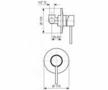 Размеры Джойстиковый кран смеситель для душа Emmevi PIPER CR45009 хром