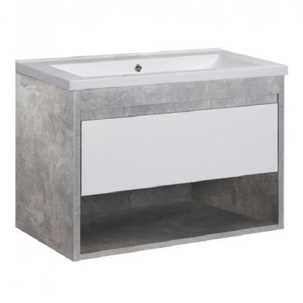 Основне Біло-сірий комплект меблів для ванної кімнати 80 см шириною Мойдодир Осло Лофт 40826-31695