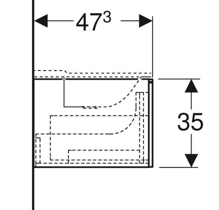 Размеры Тумба для ванной комнаты без раковины 160 см шириной Geberit Xeno² под умывальник Xeno² 500.346.01.1