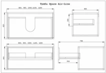 Розміри Тумба у ванну без умивальника із МДФ та ДСП 80 см шириною Air-Line Space 2000962903232