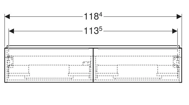 Размеры Тумба в ванную без раковины из влагостойкого ДСП 120 см шириной Geberit iCon под умывальник iCon 502.314.01.3