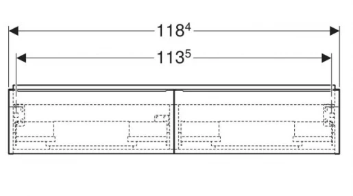 Размеры Тумба в ванную без раковины из влагостойкого ДСП 120 см шириной Geberit iCon под умывальник iCon 502.314.01.3