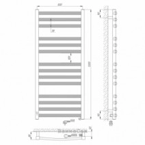 Размеры Полотенцесушитель электрический высотой 120 см 500х1200 LARIS Гранд Хром Правый 35x32 73207371