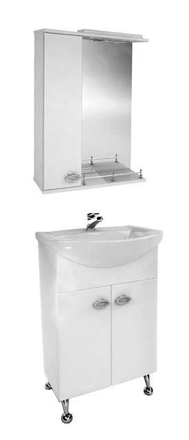 Основное комплект мебели тумба с зеркалом для ванной 60 ванланд жемчуг мк-жемчуг 1-60-1-60л №1