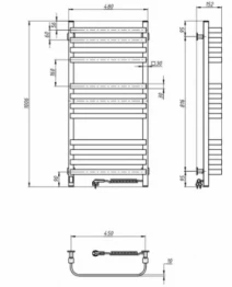 Размеры Полотенцесушитель электрический с перекладинами скоба 480 х 1000 мм Navin Stugna д30 белый правый 12-149053-4810