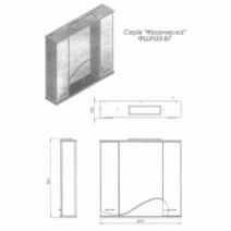 Розміри Комплект меблів тумба з дзеркалом з білим корпусом в ванну 87 см ЮВЕНТА ФРАНЧЕСКА Ф4-87-ФШНЗ3-87