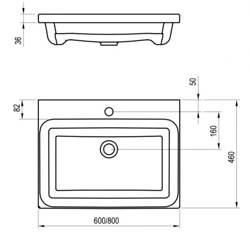 Размеры Умывальник Ravak Comfort 600 XJX01260001