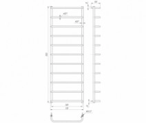 Размеры Полотенцесушитель водяной для дома 530х1550 Mario Стандарт Хром 30x20 ВР 1/2 д 4820111352081