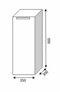 Размеры Комод для ванной без раковины 35 см шириной Marsan MARTIN П Martin 35-90R белый