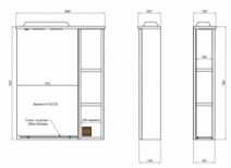 Размеры зеркало в ванную без ограждения полок 60 см мойдодыр домино + 00-00000360l №2