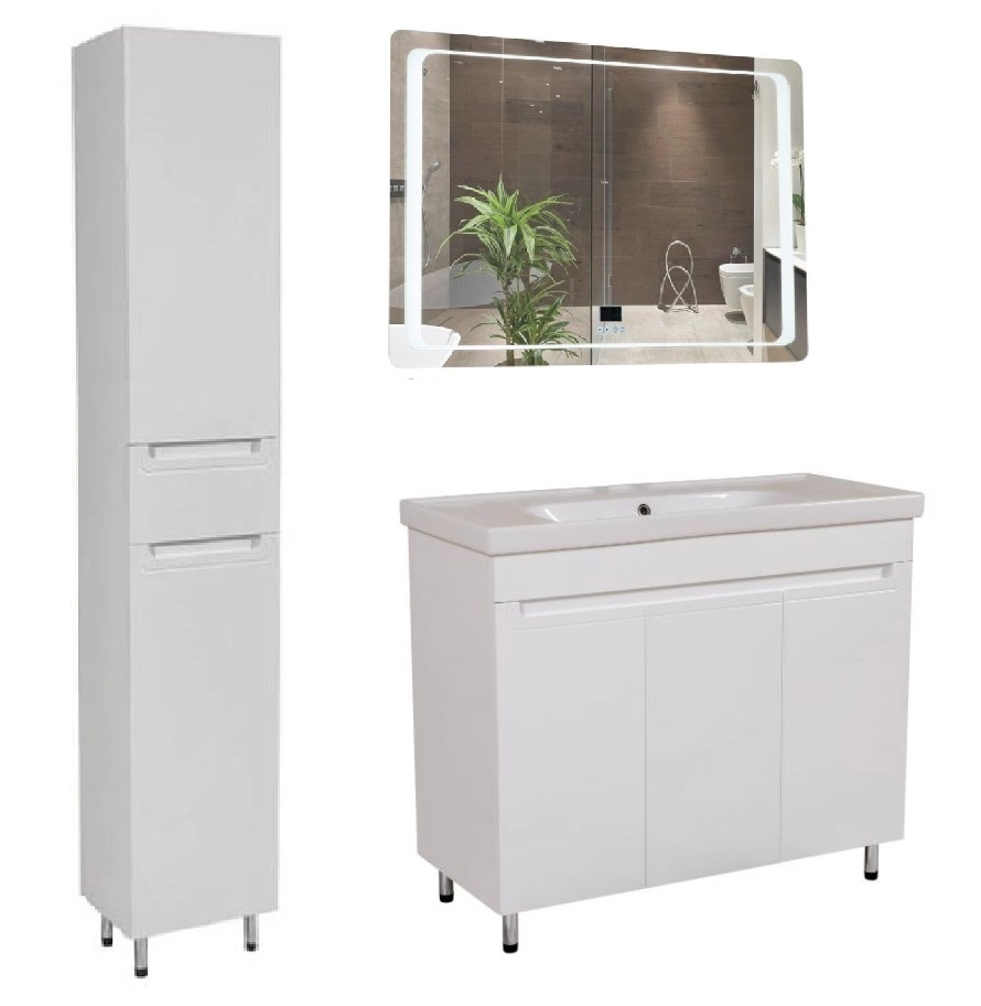Основное комплект мебели для ванной комнаты без декора 100 см aqua rodos омега 29581-29715-29791 №1