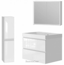 Комплект мебели для ванной комнаты 80 см белого цвета ЮВЕНТА САВОНА 19521-19039-23247