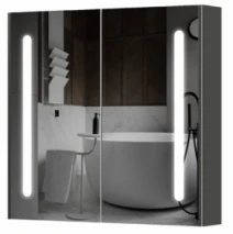 Зеркало-шкаф в ванную комнату без декора 80 см шириной с подсветкой Аквариус Silver 70930221