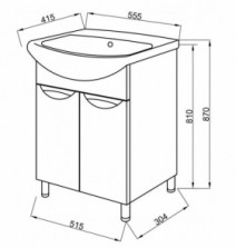 Размеры тумба с раковиной 55 см юввис оскар т-1 с умывальником изео 55 №1