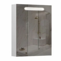 Шкаф с зеркалом в ванную премиум класса 60 см шириной с подсветкой Аквариус Teffi 70930223L