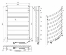 Размеры Электрический полотенцесушитель настенный 500 х 800 мм Laris Классик Д30 хром левый 73207727