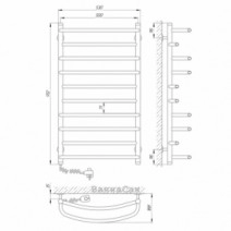 Розміри Полотенцесушитель електричний з основною трубою 30 мм 500х900 LARIS Евромікс Хром Лівий 30x20 73207100