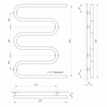 Размеры Полотенцесушитель водяной 600х800 LARIS РС5 Змеевик Хром 30 ВР 1/2 д 71207238