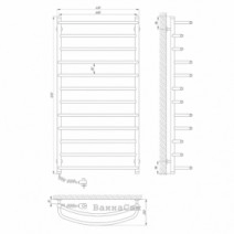Розміри Полотенцесушитель електричний з 12 перекладинами 600х1200 LARIS Евромікс Хром Лівий 30x20 73207209