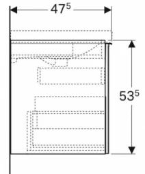 Розміри Тумба у ванну кімнату без раковини з ящиками 65 см шириною Geberit Acanto під раковину Acanto 500.610.16.1