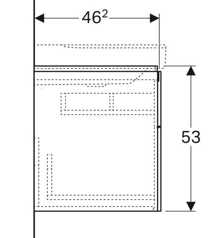 Розміри Матова тумба під раковину без умивальника 90 см шириною Geberit Xeno² під умивальник Xeno² 500.516.00.1