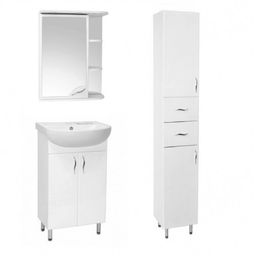 Основное Комплект мебели ванный гарнитур 55 см ПИК Базис ДЗШ0155L-Т025527-П0335L