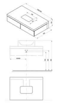 Размеры Тумба под умывальник 1200 Ravak Formy X000001031