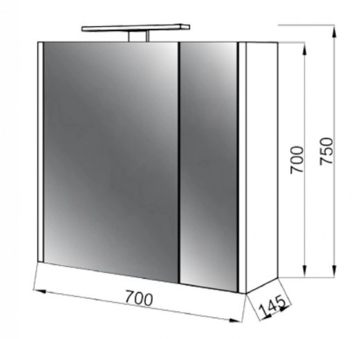 Размеры зеркальный шкаф для душевой и ванной 70 см юввис senator z-70 без подсветки №3