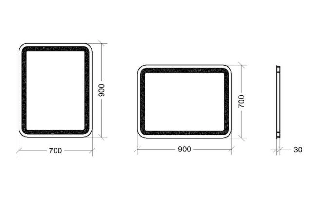 Размеры Зеркало для ванной в современном стиле 70 см StekloNova Эйвио Eyvio 70W