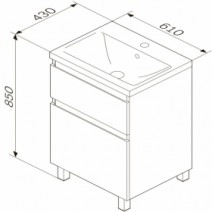 Розміри Умивальник з тумбою 60 см шириною AM.PM Hit з умивальником Hit M93A-FSX0602-WC0602WG38 M93A-FSX0602-WC0602WG38