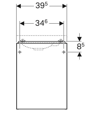 Размеры Тумба в ванную без умывальника с дверцами 40 см шириной Geberit Acanto под раковину Acanto 500.607.JL.2