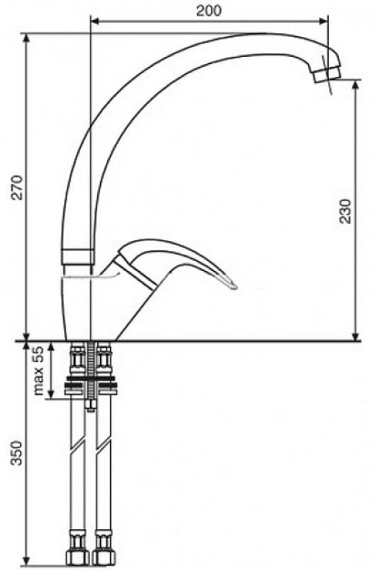 Размеры Матовый кран смеситель для мойки Emmevi LUXOR U BC7087R бел