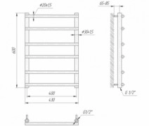 Размеры Полотенцесушитель водяной для квартиры 430х600 Mario Турин Хром 30x20 ВР 1/2 д 4820111352968